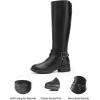 DREAM PAIRS Women’s Knee High Boots, Buckle Riding Boots(Black-u)