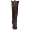 DREAM PAIRS Women’s Knee High Boots, Buckle Riding Boots(Brown)