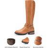 DREAM PAIRS Women’s Knee High Boots, Buckle Riding Boots(Camel-u)