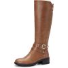 DREAM PAIRS Women’s Knee High Boots, Buckle Riding Boots(Light Brown)