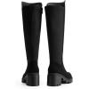 DREAM PAIRS Women’s Knee High Boots, Comfortable Platform Round Toe Stretch Boots for Women(Black-suede)