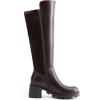 DREAM PAIRS Women’s Knee High Boots, Comfortable Platform Round Toe Stretch Boots for Women(Brown-pu)