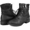 DREAM PAIRS Women’s Lace Up Combat boots Ankle Booties(Black)