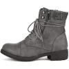 DREAM PAIRS Women’s Lace Up Combat boots Ankle Booties(Grey)