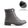 DREAM PAIRS Women’s Lace Up Combat boots Ankle Booties(Grey)