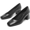 DREAM PAIRS Women’s Low Chunky Heels Square Toe Pumps Comfortable Slip On Dress Shoes Wedding Party Office Shoes(Black)
