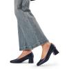 DREAM PAIRS Women’s Low Chunky Heels Square Toe Pumps Comfortable Slip On Dress Shoes Wedding Party Office Shoes(Navy-pu)