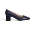 DREAM PAIRS Women’s Low Chunky Heels Square Toe Pumps Comfortable Slip On Dress Shoes Wedding Party Office Shoes(Navy-pu)