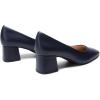 DREAM PAIRS Women’s Low Chunky Heels Square Toe Pumps Comfortable Slip On Dress Shoes Wedding Party Office Shoes(Navy-pu)