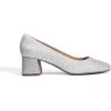 DREAM PAIRS Women’s Low Chunky Heels Square Toe Pumps Comfortable Slip On Dress Shoes Wedding Party Office Shoes(Silver-glitter)