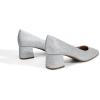 DREAM PAIRS Women’s Low Chunky Heels Square Toe Pumps Comfortable Slip On Dress Shoes Wedding Party Office Shoes(Silver-glitter)