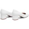 DREAM PAIRS Women’s Low Chunky Heels Square Toe Pumps Comfortable Slip On Dress Shoes Wedding Party Office Shoes(White)