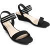 DREAM PAIRS Women’s Low Heel Wedge Sandals, Comfortable Slip-On Elastic Ankle Strap Summer Business Casual Dress Shoes(Black-suede)