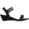 DREAM PAIRS Women’s Low Heel Wedge Sandals, Comfortable Slip-On Elastic Ankle Strap Summer Business Casual Dress Shoes(Black-suede)