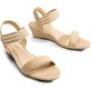 DREAM PAIRS Women’s Low Heel Wedge Sandals, Comfortable Slip-On Elastic Ankle Strap Summer Business Casual Dress Shoes(Nude-suede)