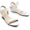 DREAM PAIRS Women’s Low Heel Wedge Sandals, Comfortable Slip-On Elastic Ankle Strap Summer Business Casual Dress Shoes(White-pu)