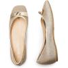 DREAM PAIRS Women’s Low Wedge Dressy Flats, Comfortable Square Toe Rhinestone Wedding Shoes(Gold-glitter)