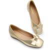 DREAM PAIRS Women’s Low Wedge Dressy Flats, Comfortable Square Toe Rhinestone Wedding Shoes(Gold-metallic)