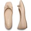 DREAM PAIRS Women’s Low Wedge Dressy Flats, Comfortable Square Toe Rhinestone Wedding Shoes(Nude)