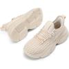 DREAM PAIRS Women’s Platform Chunky Fashion Sneakers Slip on Walking Stylish Lightweight Classic Casual Sneaker(Beige)
