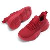 DREAM PAIRS Women’s Platform Chunky Fashion Sneakers Slip on Walking Stylish Lightweight Classic Casual Sneaker(Red)