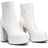 DREAM PAIRS Women’s Platform Gogo Ankle Boots High Chunky Heels Square Toe Comfort Party Dress Booties Shoes for Women(White)