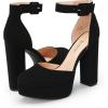 DREAM PAIRS Women’s Platform High Chunky Heels Closed Toe Block Ankle Strap Dress Buckle Round Toe Wedding Party Comfortable Pumps Shoes(Black-nubuck)