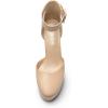 DREAM PAIRS Women’s Platform High Chunky Heels Closed Toe Block Ankle Strap Dress Buckle Round Toe Wedding Party Comfortable Pumps Shoes(Nude-pu)