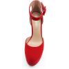 DREAM PAIRS Women’s Platform High Chunky Heels Closed Toe Block Ankle Strap Dress Buckle Round Toe Wedding Party Comfortable Pumps Shoes(Red-suede)