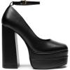 DREAM PAIRS Women’s Platform High Heels Closed Toe Chunky Block Pumps Square Toe Ankle Strap Dress Fashion Party Y2K Shoes(Black-pu)