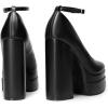 DREAM PAIRS Women’s Platform High Heels Closed Toe Chunky Block Pumps Square Toe Ankle Strap Dress Fashion Party Y2K Shoes(Black-pu)