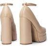 DREAM PAIRS Women’s Platform High Heels Closed Toe Chunky Block Pumps Square Toe Ankle Strap Dress Fashion Party Y2K Shoes(Nude-pu)