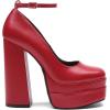 DREAM PAIRS Women’s Platform High Heels Closed Toe Chunky Block Pumps Square Toe Ankle Strap Dress Fashion Party Y2K Shoes(Red-pu)