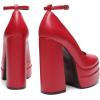 DREAM PAIRS Women’s Platform High Heels Closed Toe Chunky Block Pumps Square Toe Ankle Strap Dress Fashion Party Y2K Shoes(Red-pu)