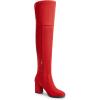DREAM PAIRS Women’s Thigh High Block Heel Over The Knee Boots(Red-suede)