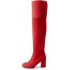 DREAM PAIRS Women’s Thigh High Block Heel Over The Knee Boots(Red-suede)