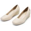 DREAM PAIRS Women’s Wedge Shoes Closed Toe Low Heel Pumps Comfotable Dress Shoes(Beige-pu)