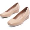 DREAM PAIRS Women’s Wedge Shoes Closed Toe Low Heel Pumps Comfotable Dress Shoes(Nude-pu)