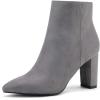 DREAM PAIRS Women’s Chunky Heel Ankle Booties Pointed Toe Short Boots(Light/Grey)