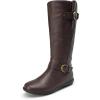 DREAM PAIRS Women’s Faux Fur-Lined Knee High Winter Boots Fall Tall Boots(Wide/Calf/Brown)