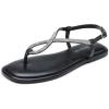DREAM PAIRS Women’s Flat Sandals Dressy Rhinestone Thong Ankle Strap Summer Gladiator Sandals(Black)