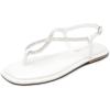 DREAM PAIRS Women’s Flat Sandals Dressy Rhinestone Thong Ankle Strap Summer Gladiator Sandals(White)