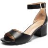 DREAM PAIRS Women’s Heeled Sandals, Chunky Heels, Open Toe Heels, Dressy Pumps Sandals(Black/Pu)