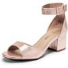 DREAM PAIRS Women’s Heeled Sandals, Chunky Heels, Open Toe Heels, Dressy Pumps Sandals(Champagne Pearl)