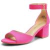 DREAM PAIRS Women’s Heeled Sandals, Chunky Heels, Open Toe Heels, Dressy Pumps Sandals(Hot Pink-suede)