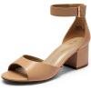 DREAM PAIRS Women’s Heeled Sandals, Chunky Heels, Open Toe Heels, Dressy Pumps Sandals(Nude/Pu)