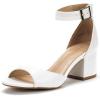 DREAM PAIRS Women’s Heeled Sandals, Chunky Heels, Open Toe Heels, Dressy Pumps Sandals(White Polyurethane)