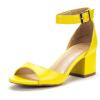 DREAM PAIRS Women’s Heeled Sandals, Chunky Heels, Open Toe Heels, Dressy Pumps Sandals(Yellow Polyurethane)
