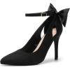 DREAM PAIRS Women’s High Heels Stiletto Strappy Pointed Toe Bow Dress Shoes Sexy Party Wedding Pumps(Black-suede)