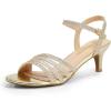 DREAM PAIRS Women’s Kitten Heels Open Round Toe Comfortable Strappy Heels for Dressy Wedding Party Evening Sandals(Gold-glitter)